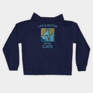 Abstract Naive Blue Life is Better with Cats Kids Hoodie